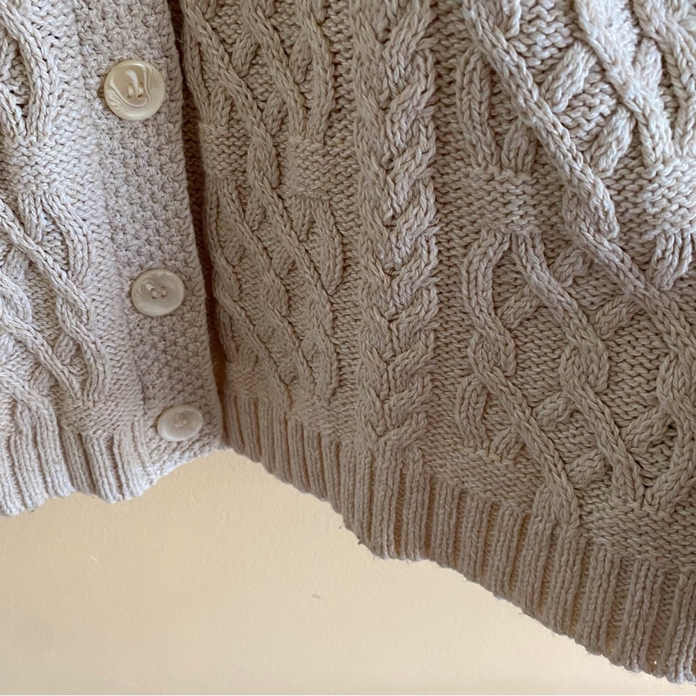 Parkhurst Northern Reflections Cable Knit Cardigan Sweater Shawl Collar Cream - Picture 6 of 14
